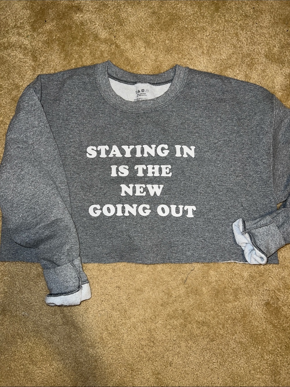 NWOT!  CROPPED “STAYING IN” SWEATSHIRT